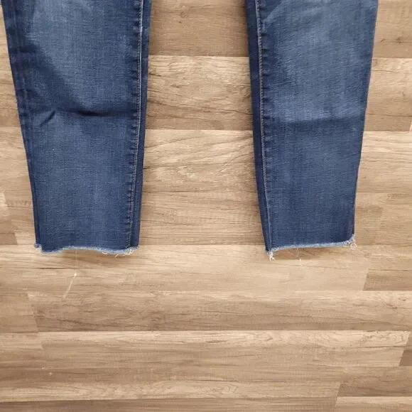 LOFT Curvy Straight Frayed Raw Hem Ankle Jeans Size 25‎ Womens Blue Medium Wash - Picture 5 of 13